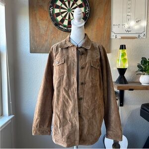 Vintage Suede Button-Front Jacket